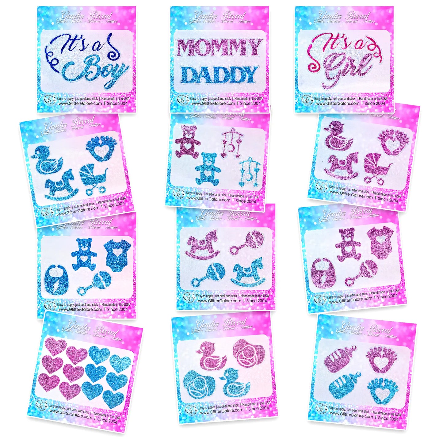 Baby Reveal, Baby Shower, Newborn Celebration Sticker Sets