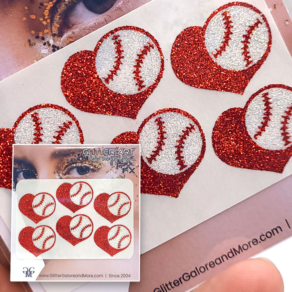 Baseball Gameday Glitter Tattoo Stickers in Various Styles