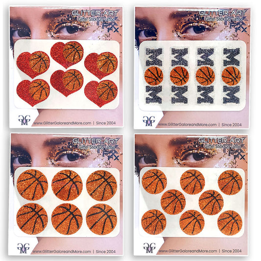 Basketball Gameday Glitter Tattoo Stickers in Various Styles