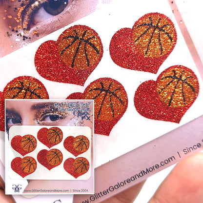 Basketball Gameday Glitter Tattoo Stickers in Various Styles