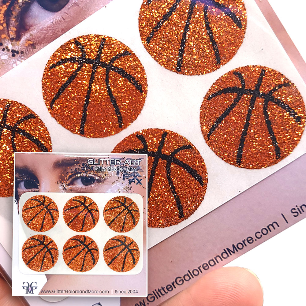 Basketball Gameday Glitter Tattoo Stickers in Various Styles