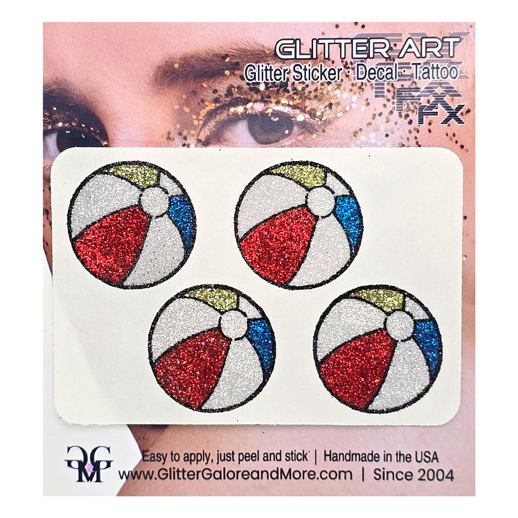 Beach Ball Glitter Face Stickers Summer Party Body Tattoos