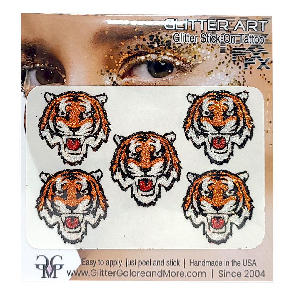 Bengal Tigers 5 Piece Glitter Tattoo Stickers