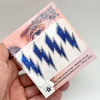 Bolts in royal blue and silver for team spirit. 