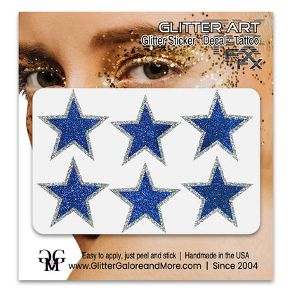 Custom Color Glitter Star Face Stickers — Cheer & Spirit