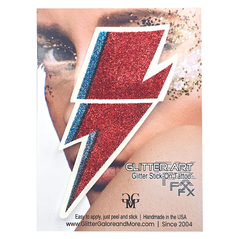 Ziggy Stardust glitter bolt sticker, size medium..