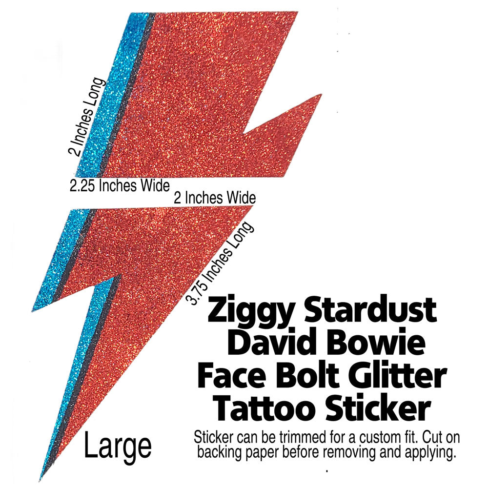 Ziggy Stardust David Bowie Face Bolt Tattoo Sticker, Costume Sticker, Halloween Sticker, 2 Piece