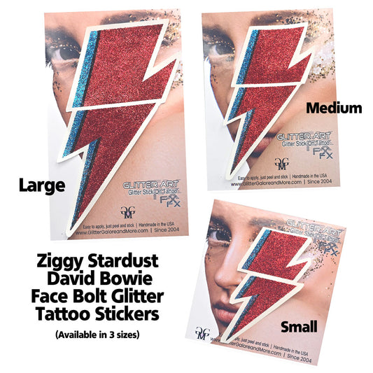 Ziggy Stardust bolts for face and body in large, medium, and small sizes.