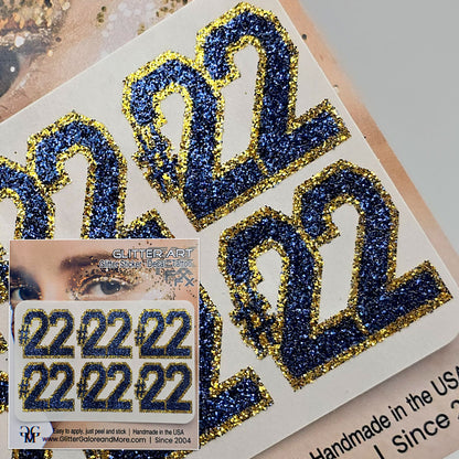 Caitlin Clark No 22 Glitter Sticker Tattoo 6pcs for Face and Body