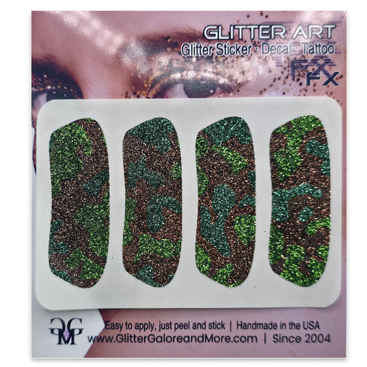 NAT 18 Camo Glitter Sticker Tattoos - 4 Pieces