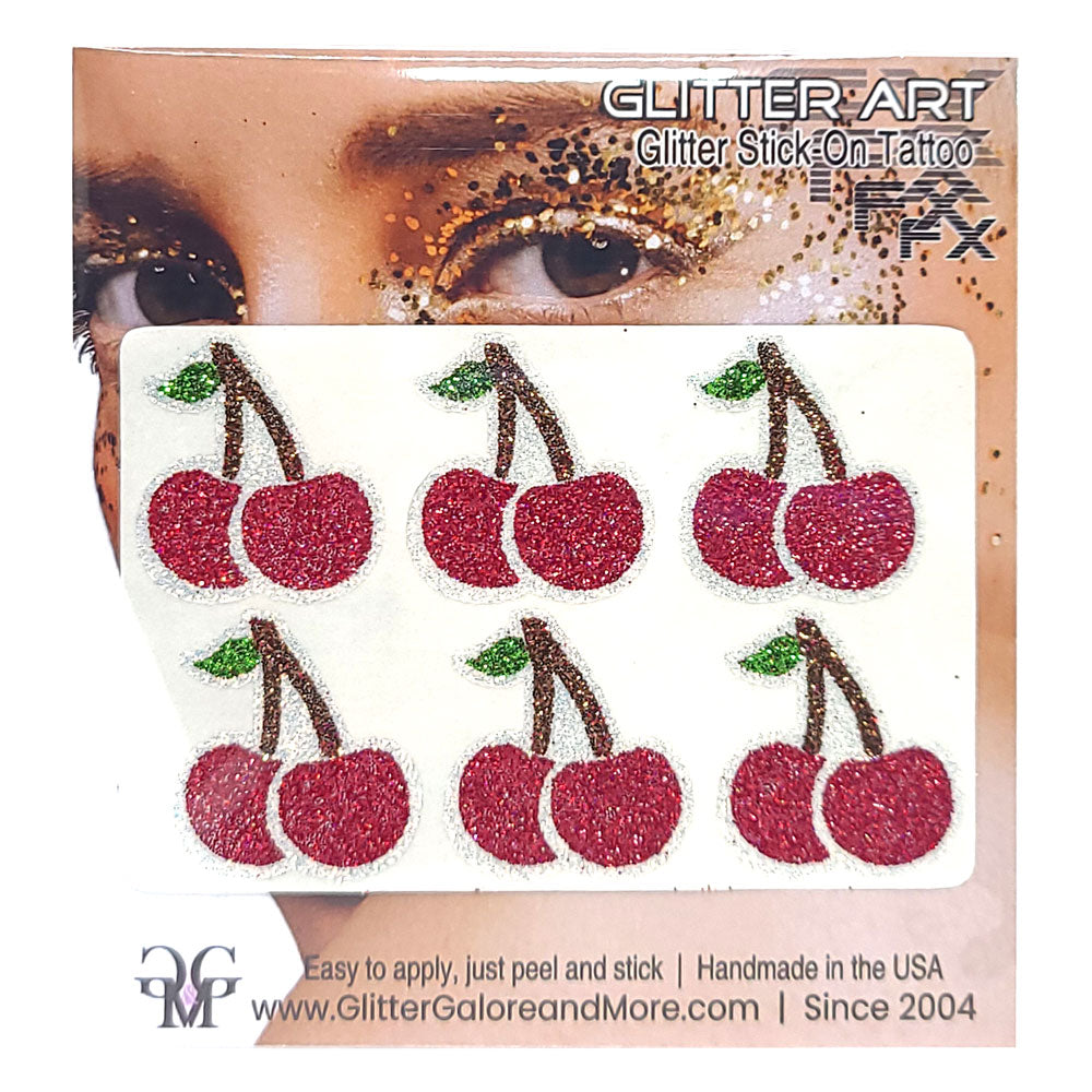 Cherry Glitter Tattoo Custom Sticker - 6pcs