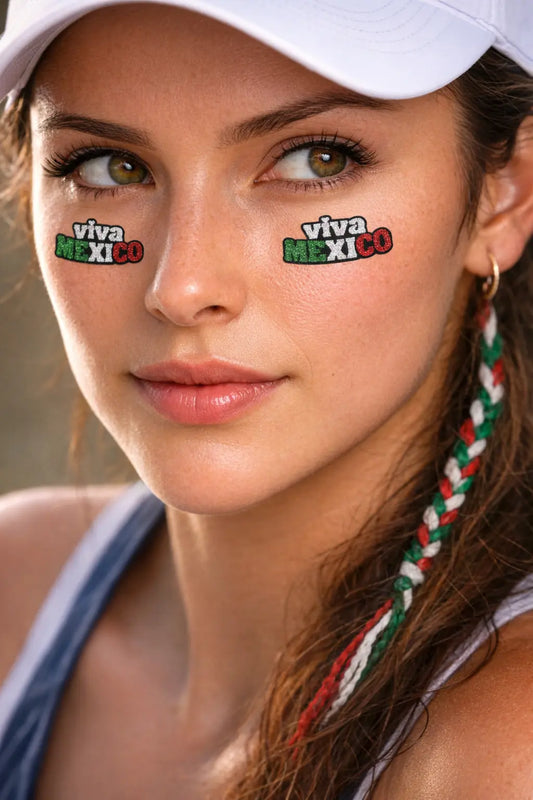 Mexican Flag, Cinco de Mayo, Viva Mexico Glitter Tattoo Stickers