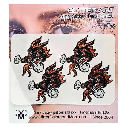 Dallas Dragons Custom Glitter Tattoo Stickers - 4 Stickers