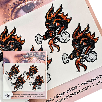 Dallas Dragons Custom Glitter Tattoo Stickers - 4 Stickers
