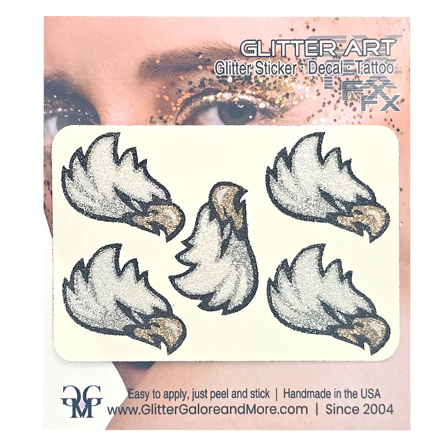 Eagle Glitter Stickers Tattoo, 5 Pieces