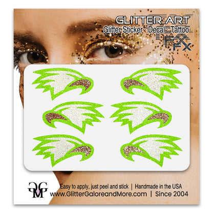 Eagles Glitter Stickers, 6 Stickers - Available in Brilliant Glitter Colors