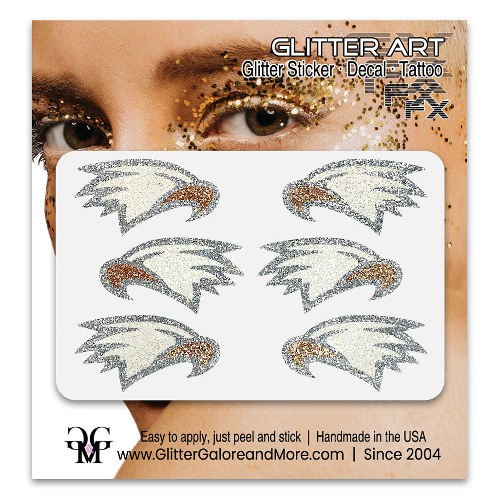 Eagles Glitter Stickers, 6 Stickers - Available in Brilliant Glitter Colors
