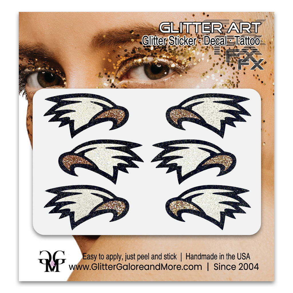 Eagles Glitter Stickers, 6 Stickers - Available in Brilliant Glitter Colors