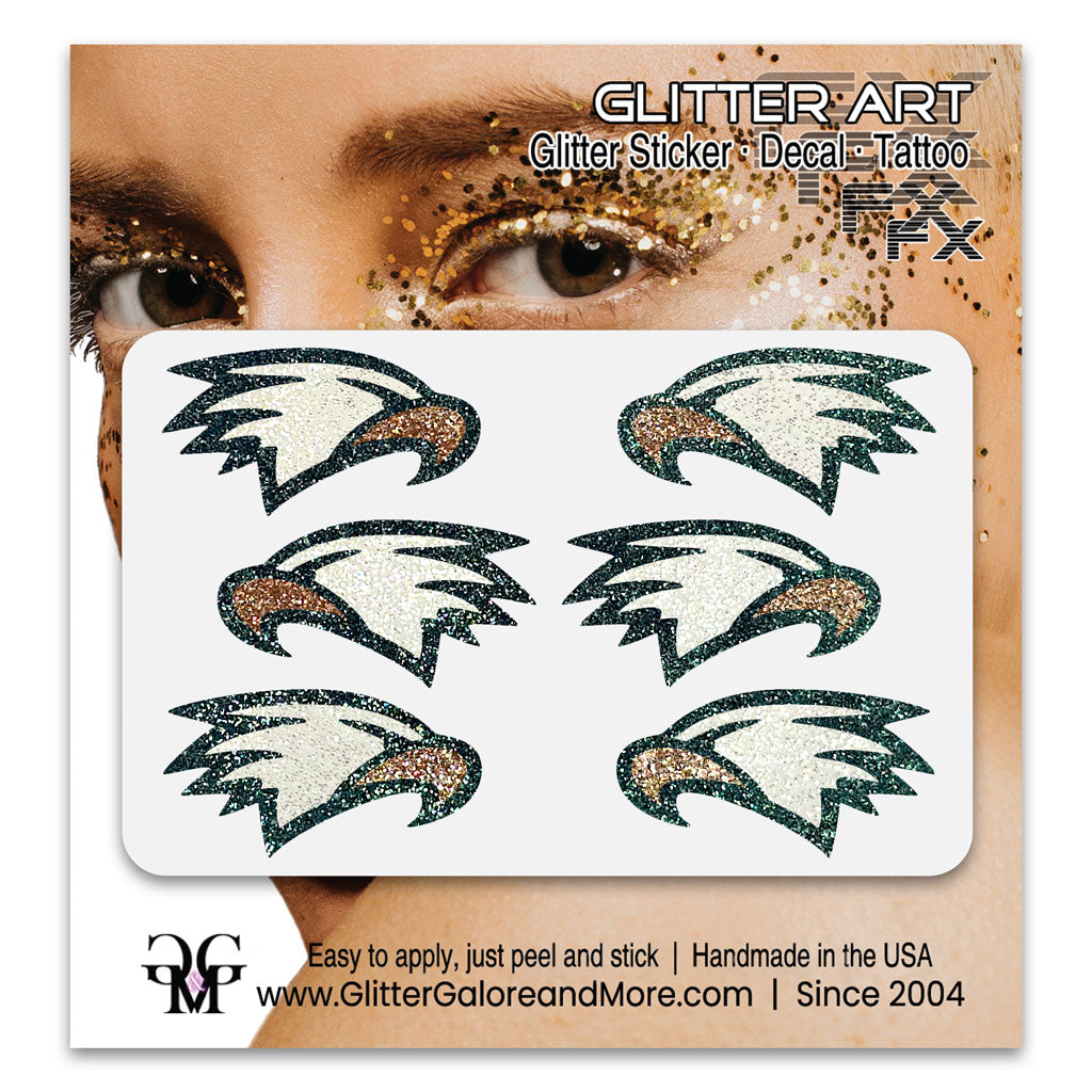 Eagles Glitter Stickers, 6 Stickers - Available in Brilliant Glitter Colors