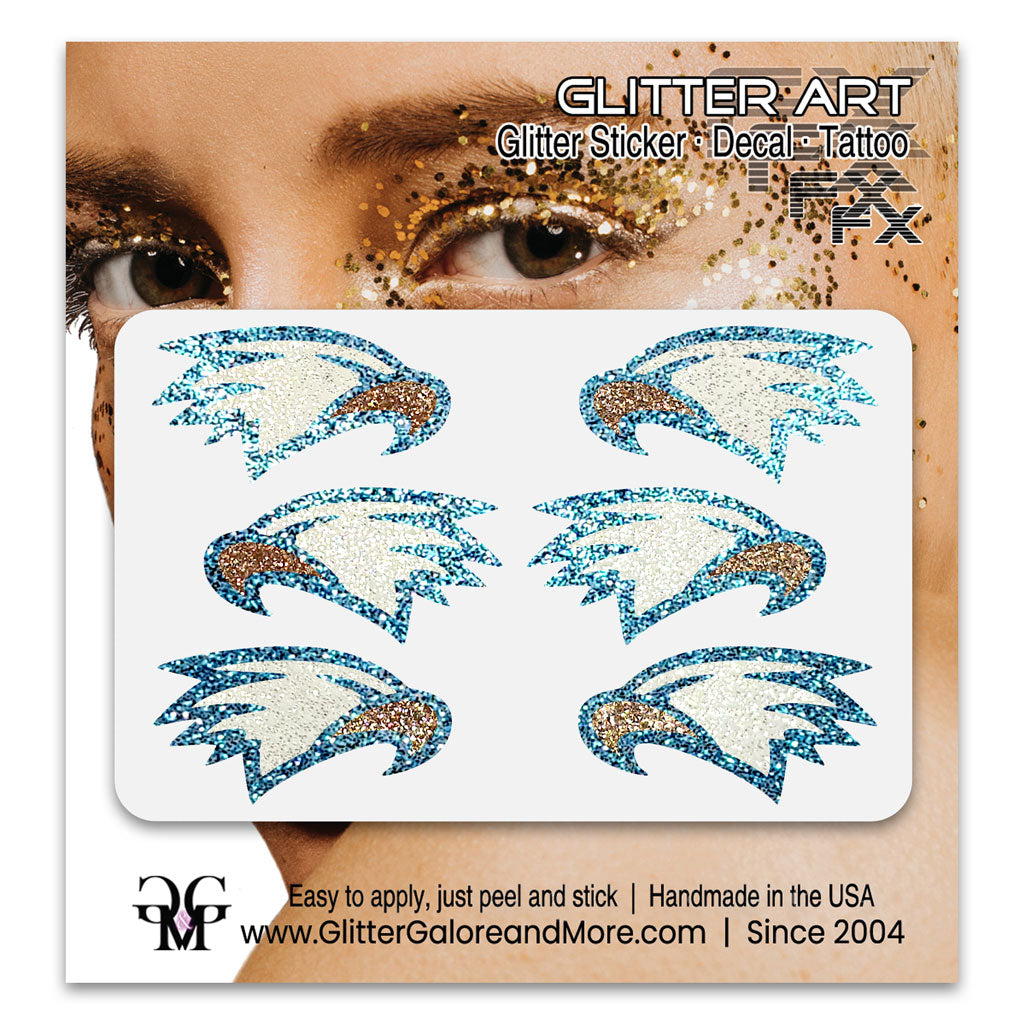 Eagles Glitter Stickers, 6 Stickers - Available in Brilliant Glitter Colors