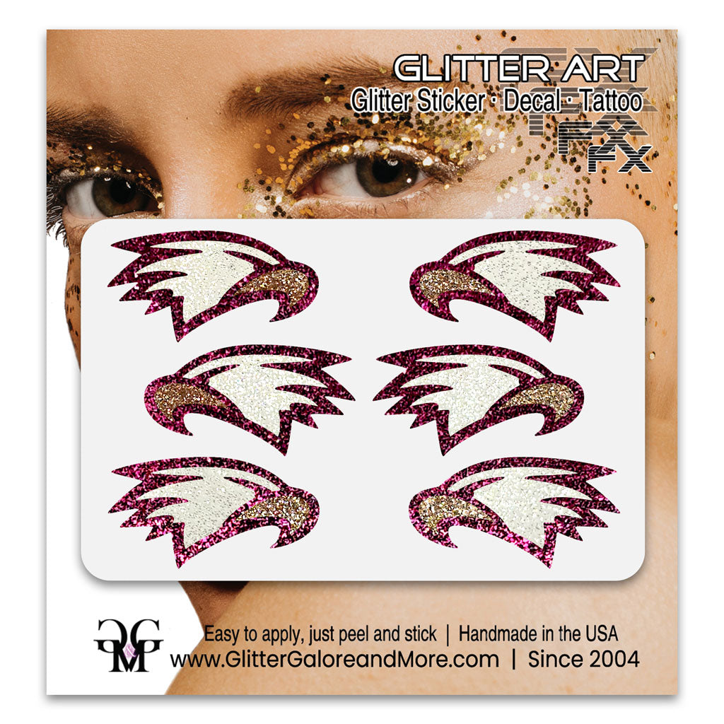Eagles Glitter Stickers, 6 Stickers - Available in Brilliant Glitter Colors