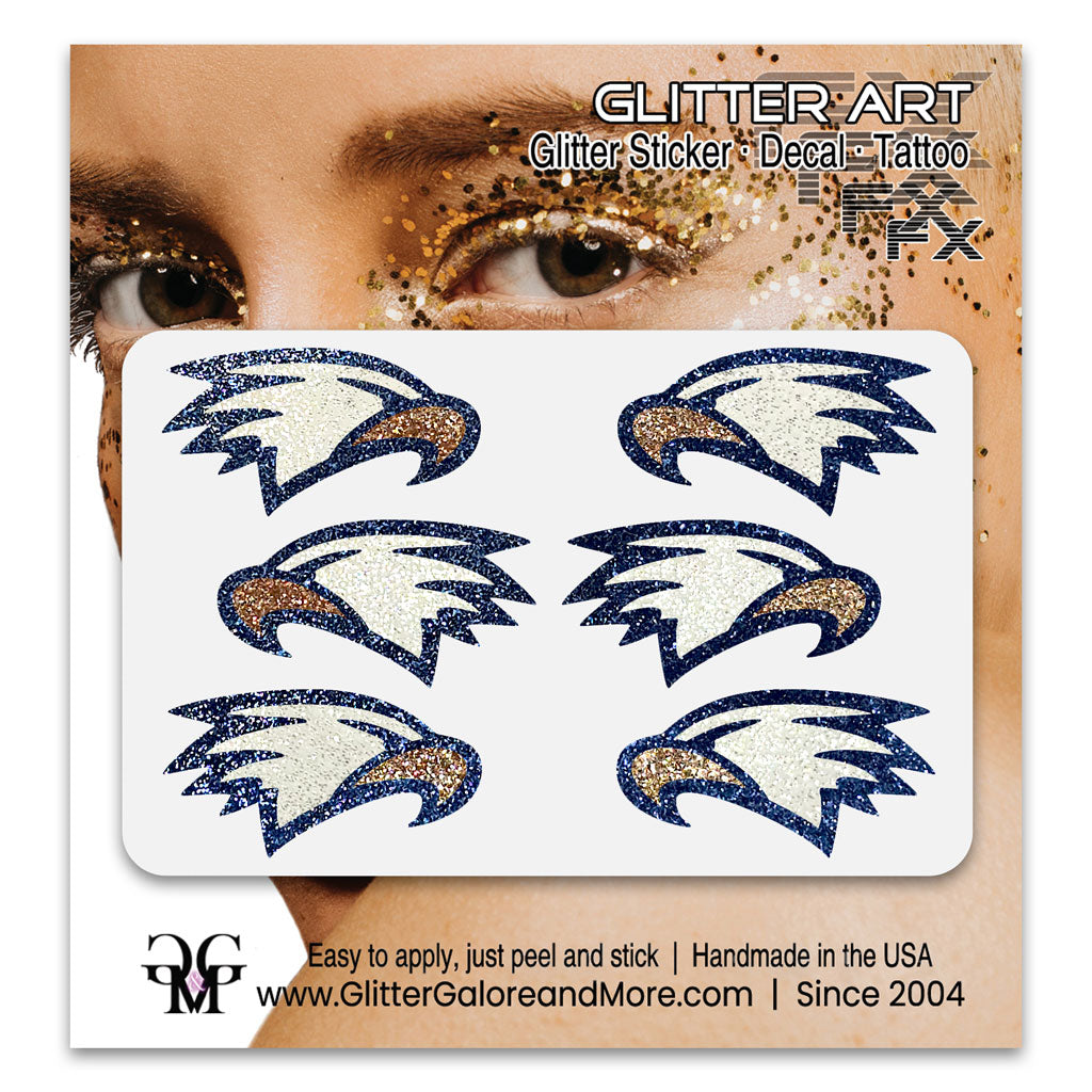 Eagles Glitter Stickers, 6 Stickers - Available in Brilliant Glitter Colors