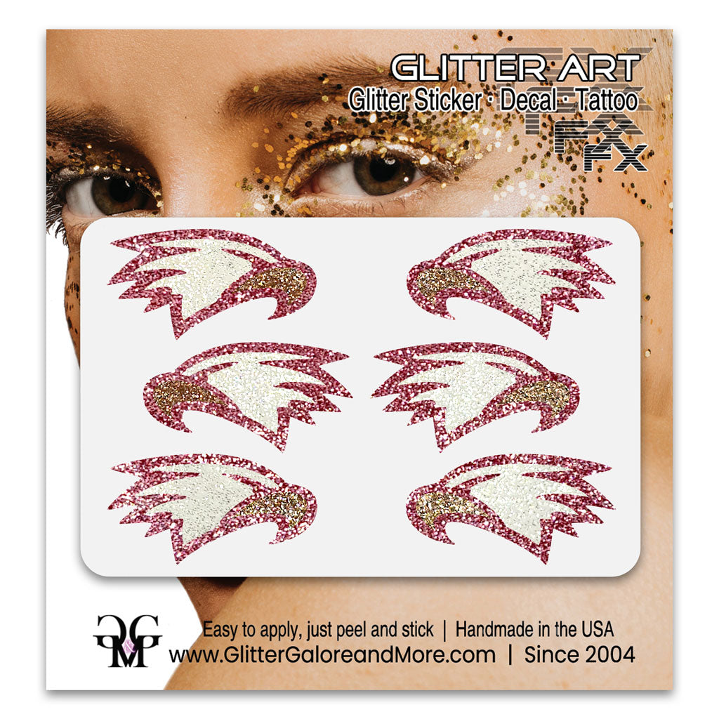 Eagles Glitter Stickers, 6 Stickers - Available in Brilliant Glitter Colors