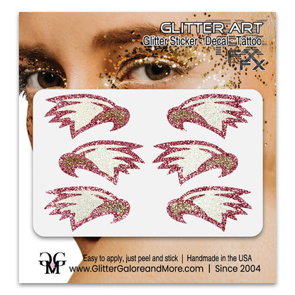 Eagles Glitter Stickers, 6 Stickers - Available in Brilliant Glitter Colors