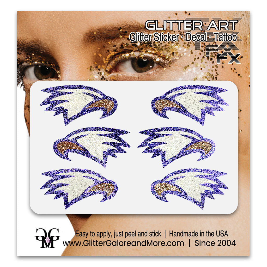Eagles Glitter Stickers, 6 Stickers - Available in Brilliant Glitter Colors