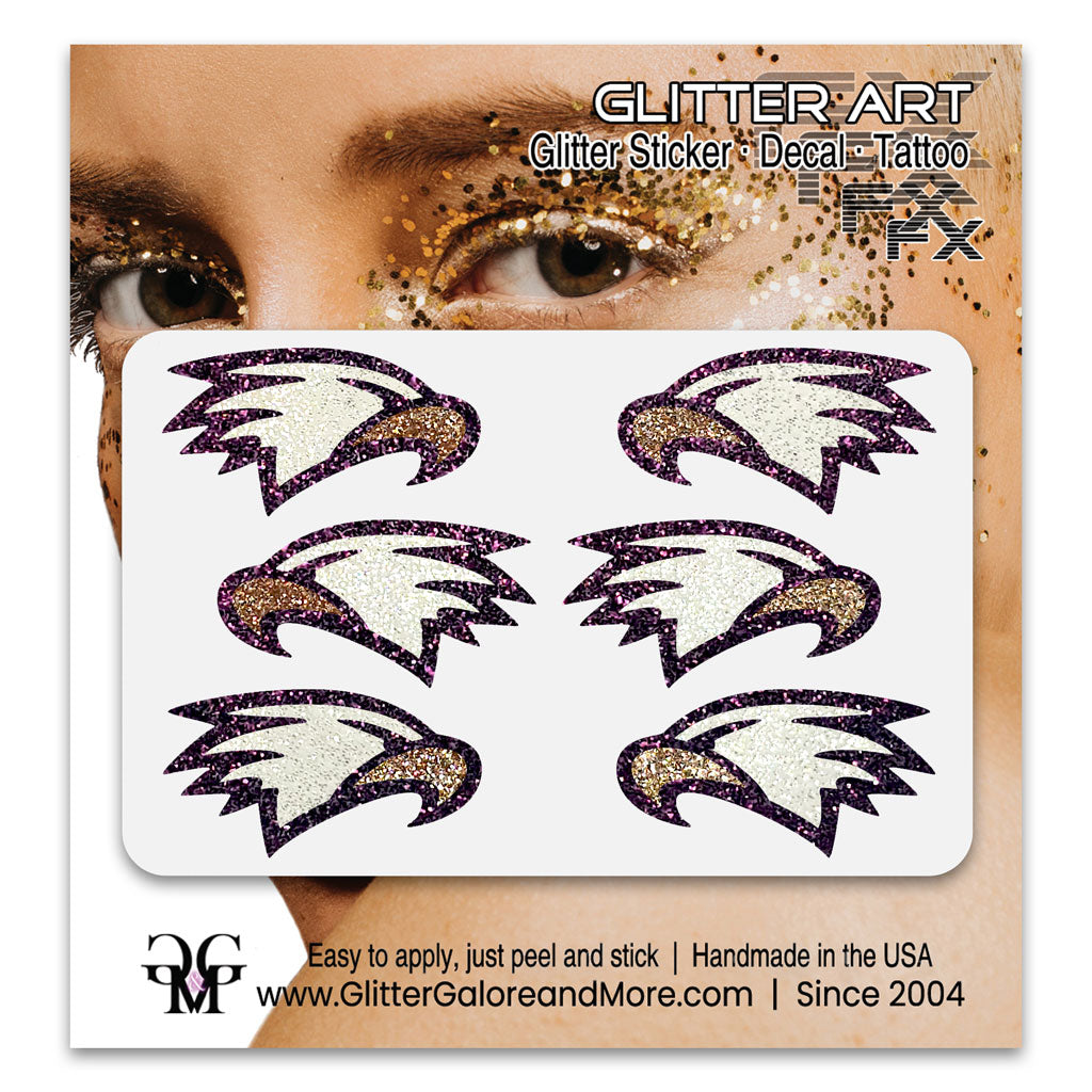 Eagles Glitter Stickers, 6 Stickers - Available in Brilliant Glitter Colors