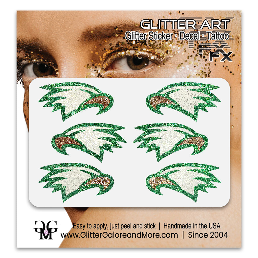 Eagles Glitter Stickers, 6 Stickers - Available in Brilliant Glitter Colors