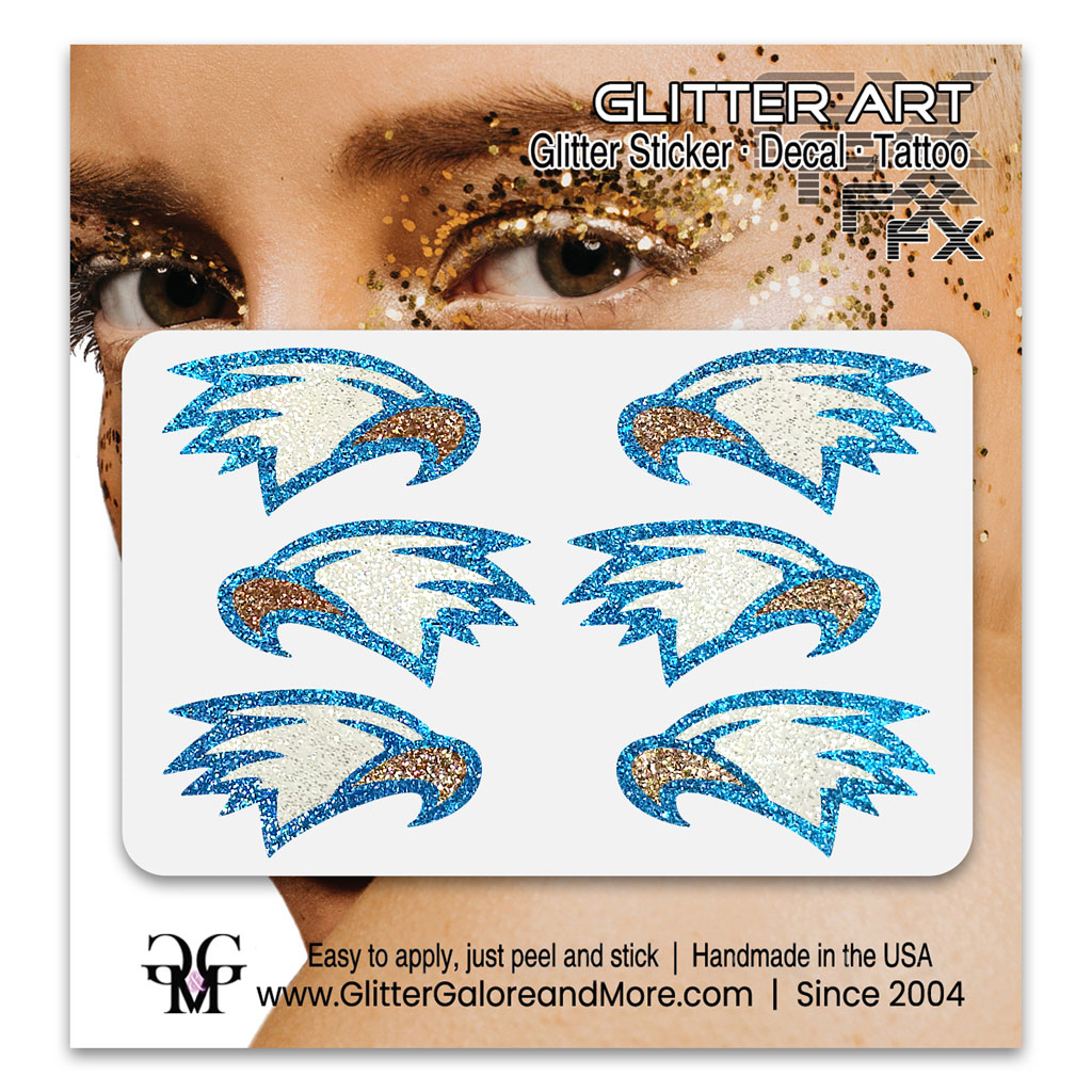 Eagles Glitter Stickers, 6 Stickers - Available in Brilliant Glitter Colors