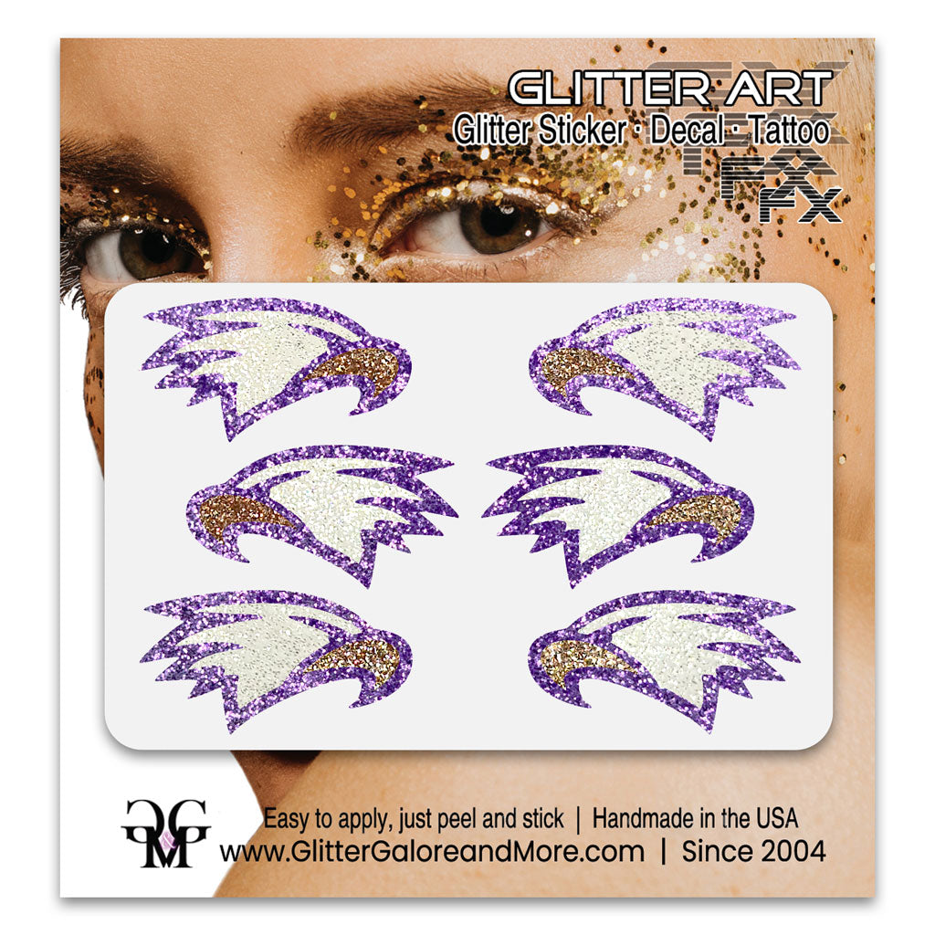 Eagles Glitter Stickers, 6 Stickers - Available in Brilliant Glitter Colors