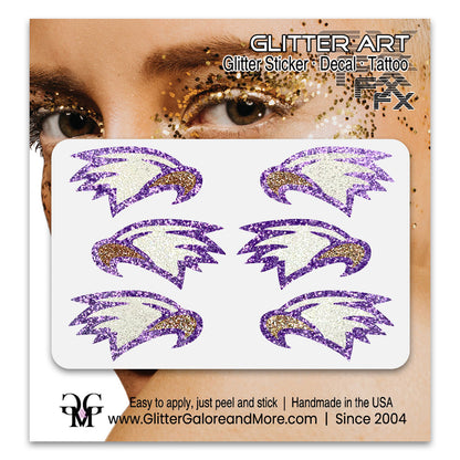 Eagles Glitter Stickers, 6 Stickers - Available in Brilliant Glitter Colors
