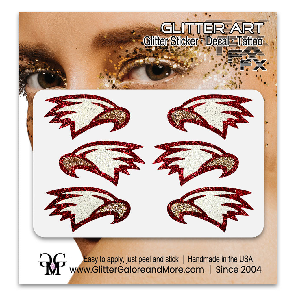 Eagles Glitter Stickers, 6 Stickers - Available in Brilliant Glitter Colors