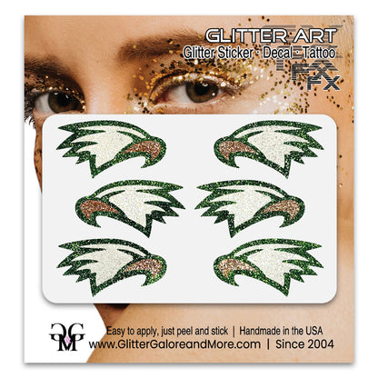 Eagles Glitter Stickers, 6 Stickers - Available in Brilliant Glitter Colors