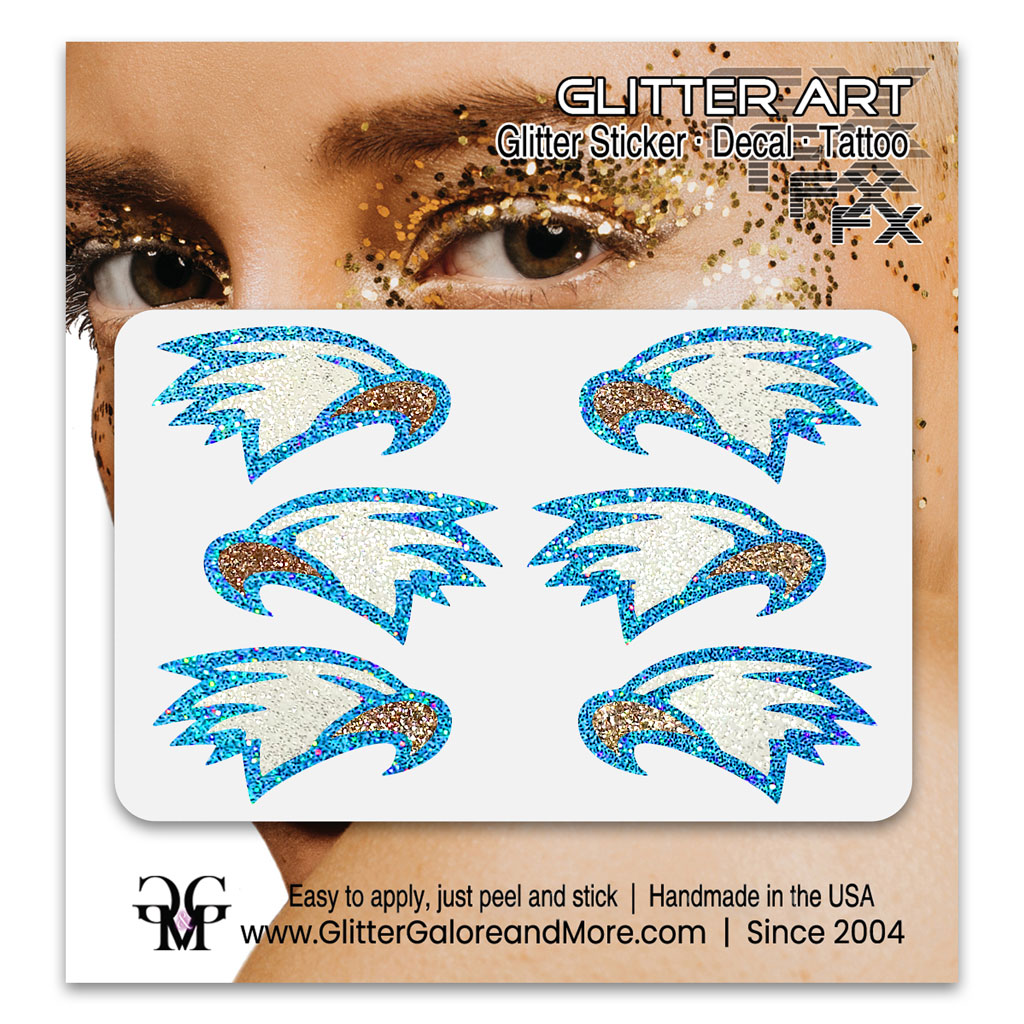 Eagles Glitter Stickers, 6 Stickers - Available in Brilliant Glitter Colors