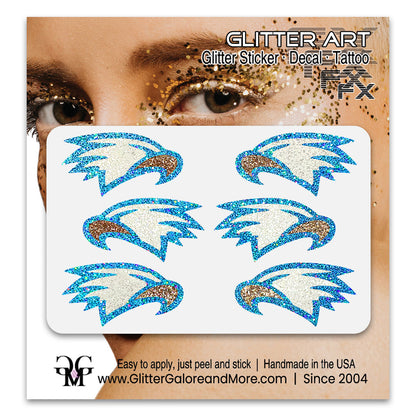 Eagles Glitter Stickers, 6 Stickers - Available in Brilliant Glitter Colors