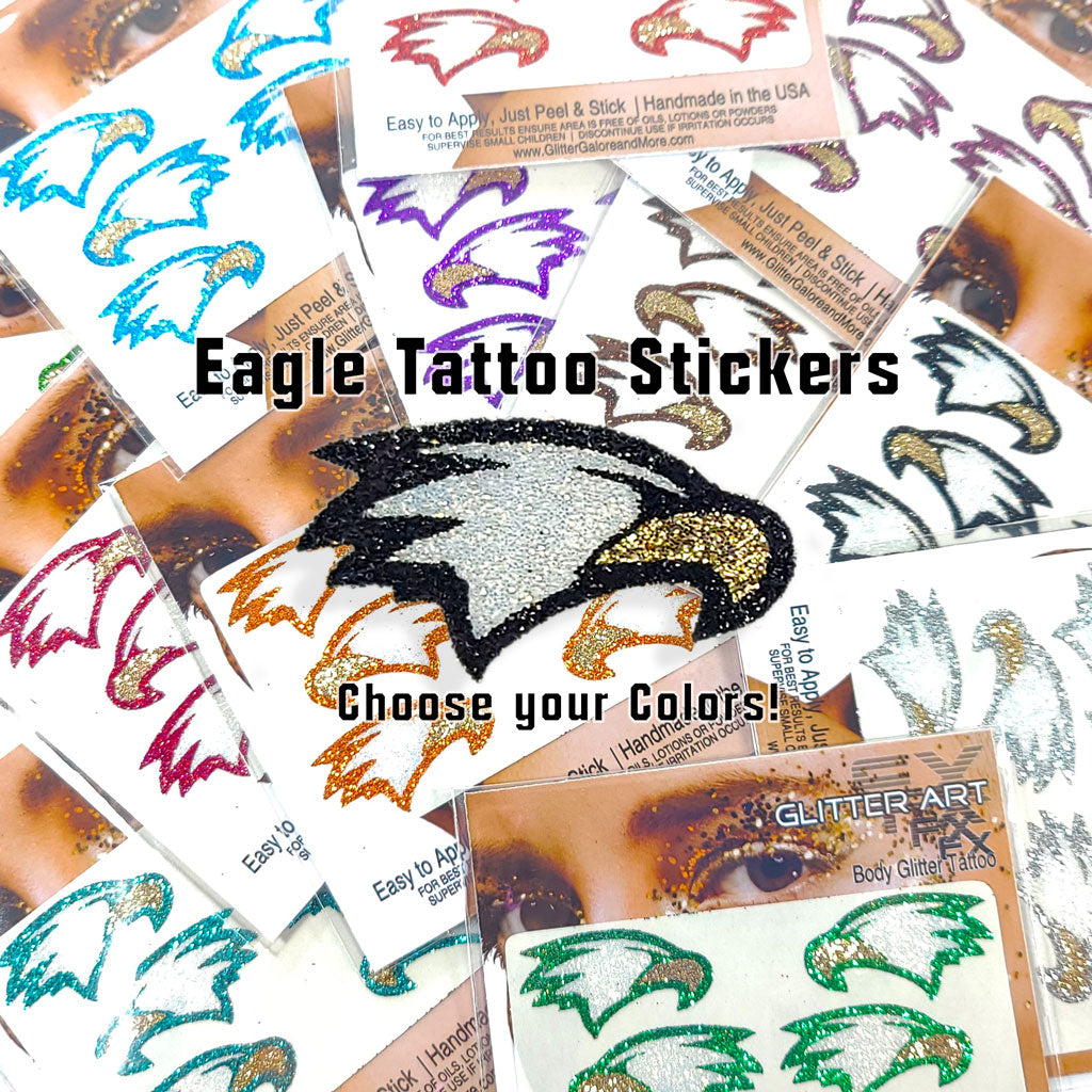 Eagles Glitter Stickers, 6 Stickers - Available in Brilliant Glitter Colors