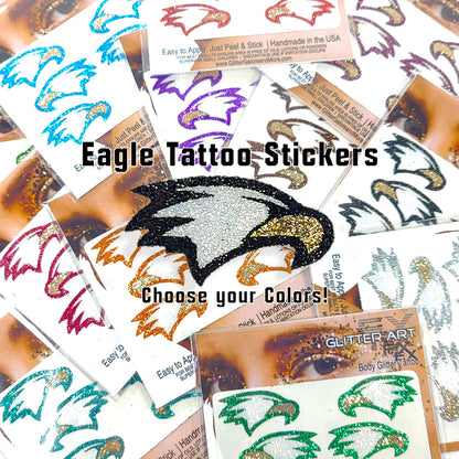 Eagles Glitter Stickers, 6 Stickers - Available in Brilliant Glitter Colors