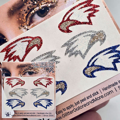Eagles in the American glitter colors for face and body.
