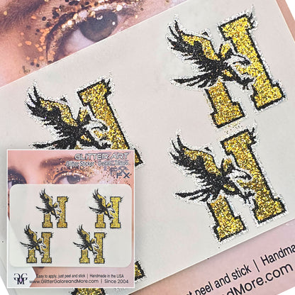 Eagle H Hobbs HS Custom Glitter Tattoo Stickers - 4 Stickers