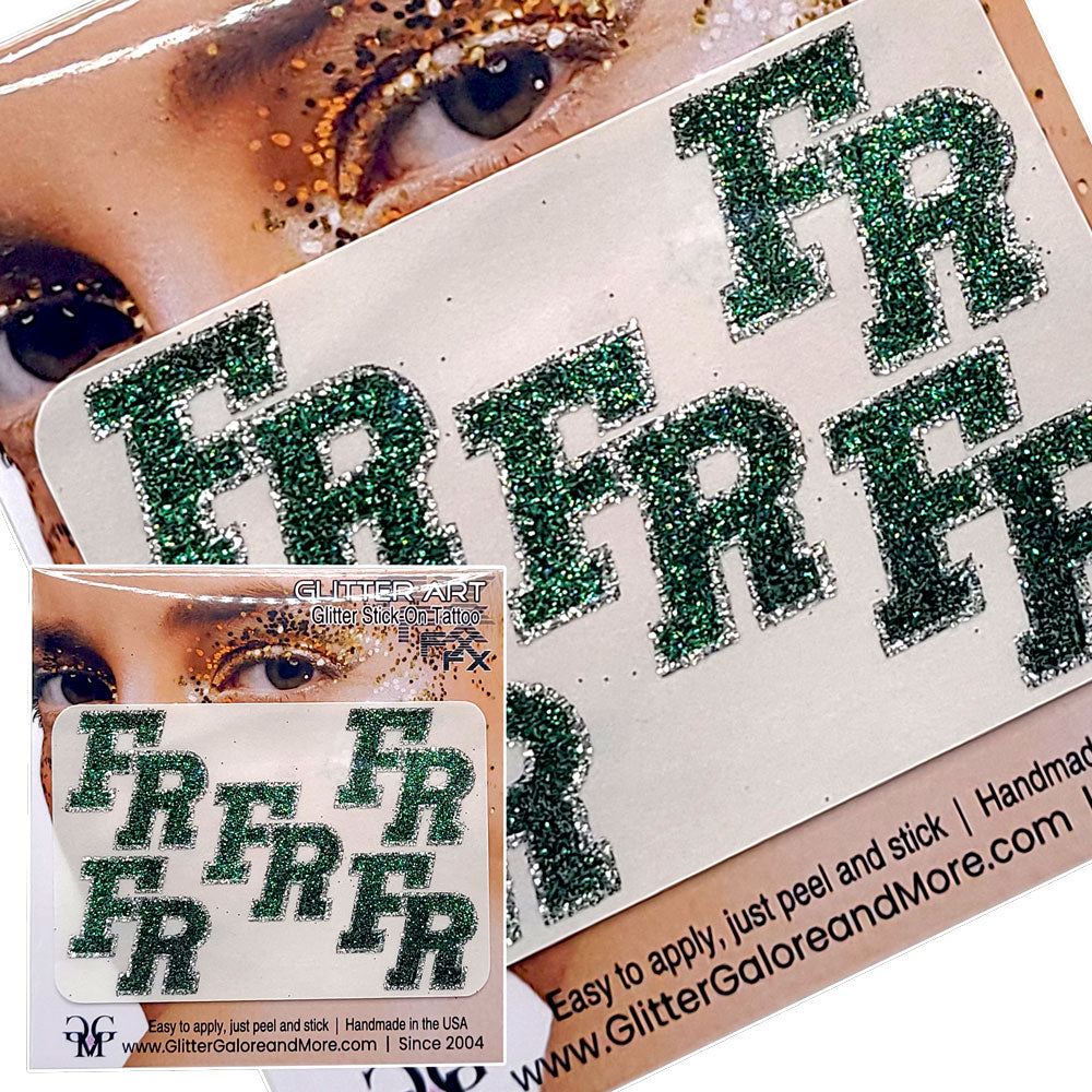FR Custom Glitter Tattoo Stickers - 5 Stickers Per Sheet - Two Color Way