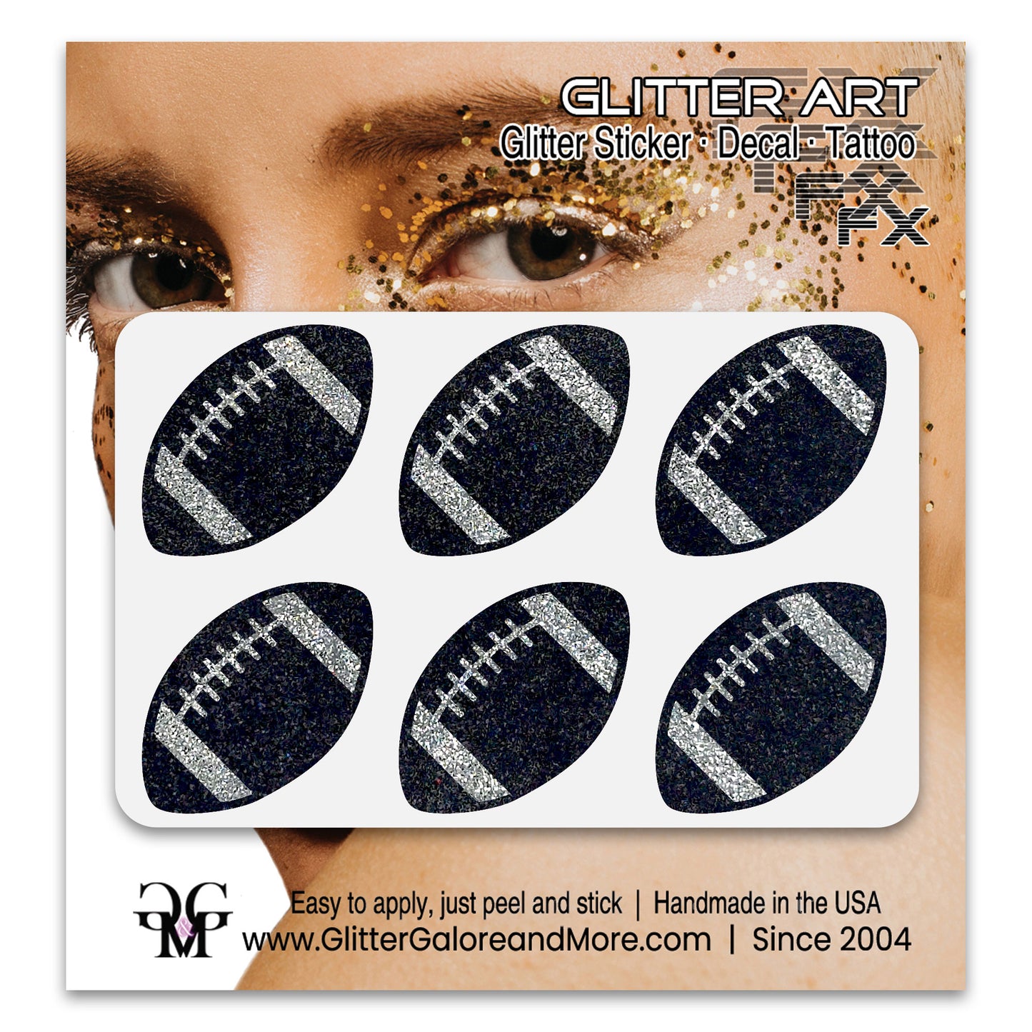 Football Gameday Glitter Sticker Tattoos in Popular Team Colors