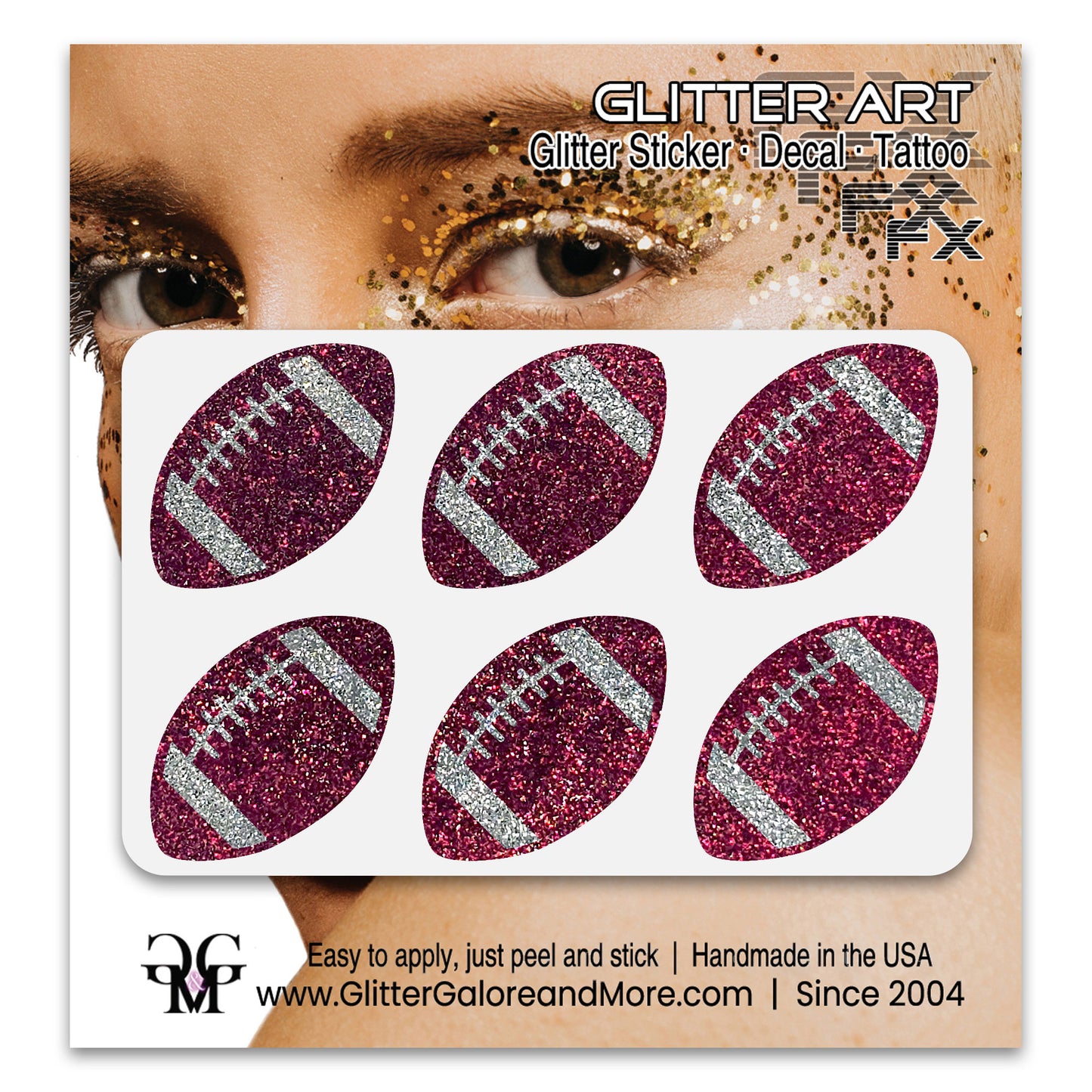 Football Gameday Glitter Sticker Tattoos in Popular Team Colors