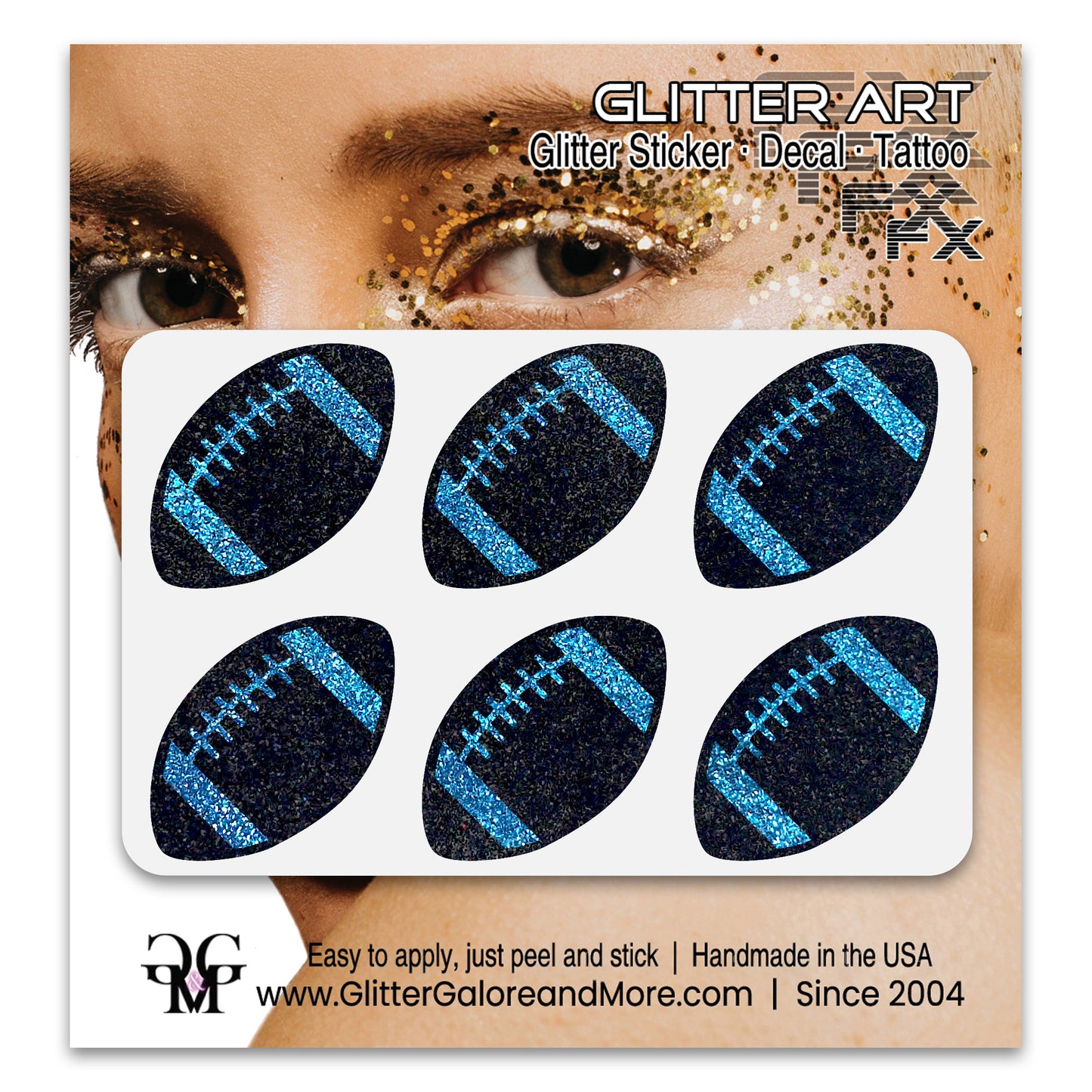 Football Gameday Glitter Sticker Tattoos in Popular Team Colors