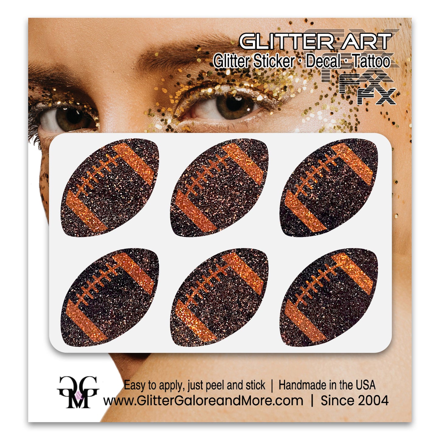 Football Gameday Glitter Sticker Tattoos in Popular Team Colors