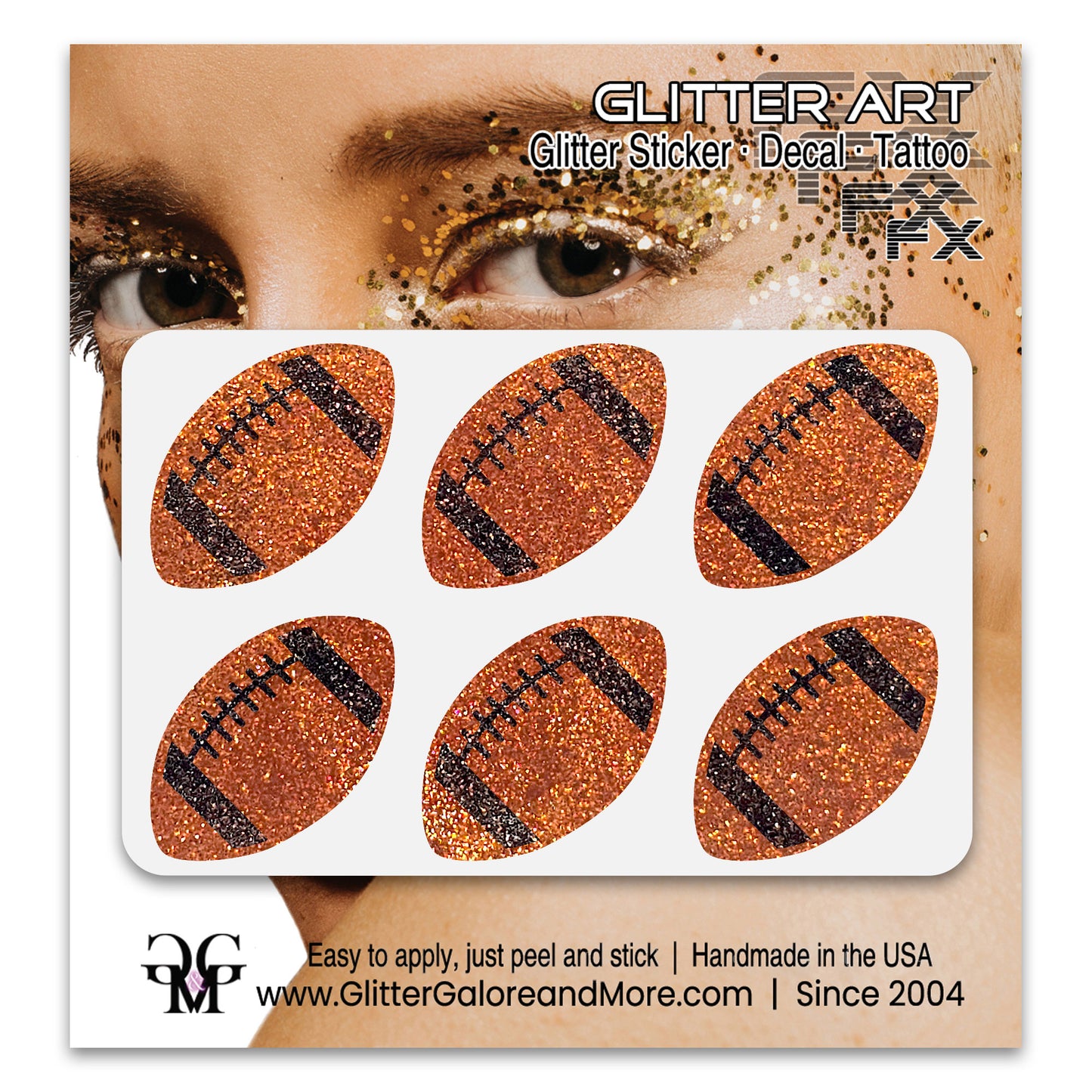 Football Gameday Glitter Sticker Tattoos in Popular Team Colors