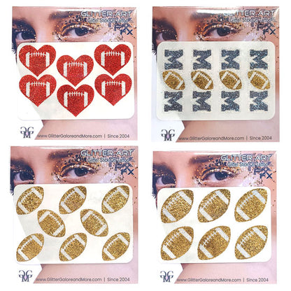 Football Temporary Tattoo Gameday Glitter Stickers in Various Styles