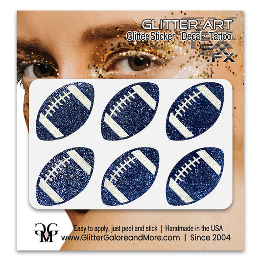 Football Gameday Glitter Sticker Tattoos in Popular Team Colors